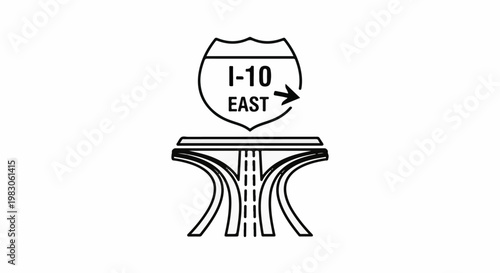 Stylized outline of an eastbound I-10 highway interchange