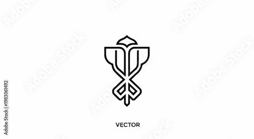 Abstract black outline symbol resembling stylized wings or petals on a white background