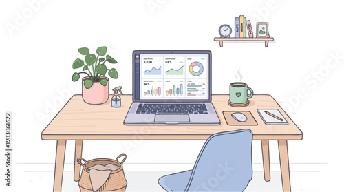 Clean Remote Work Setup with Analytics