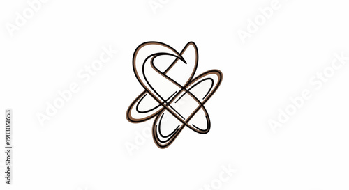 Abstract brown and black intertwined looping lines forming a complex knot shape