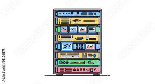 Modern Server Rack System in Data Center Illustration