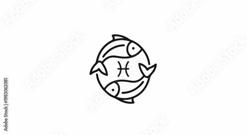 Stylized Pisces zodiac symbol with two fish swimming in a circle