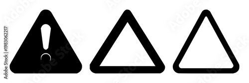 Fragile warning symbol set with solid black silhouette against white background featuring hazard, injury, caution with warning and safety