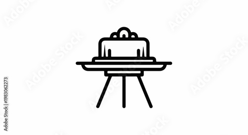 Stylized outline of a layered cake on a tiered stand
