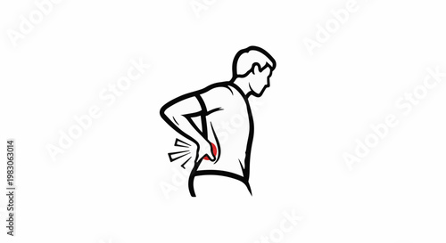 Person experiencing lower back pain, depicted with a red highlighted area