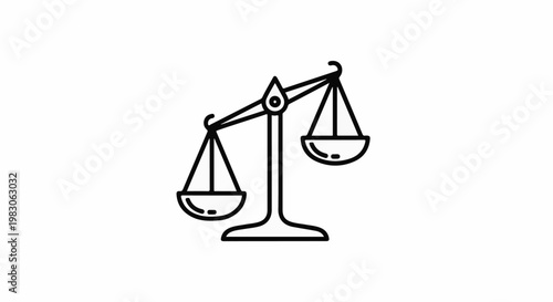 Simple line art of an unbalanced scale on a white background
