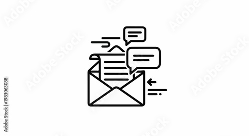 Email and chat notifications arriving, conveyed by an open envelope icon