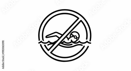 No swimming allowed sign, prohibition icon, abstract