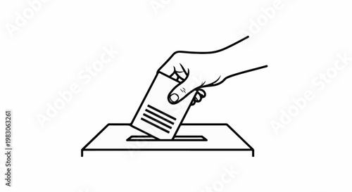 Hand placing ballot into a voting box, illustration