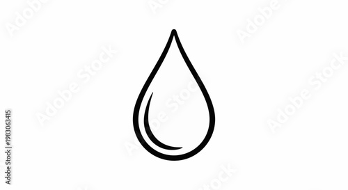 Simple black outline of a falling water drop against a white background