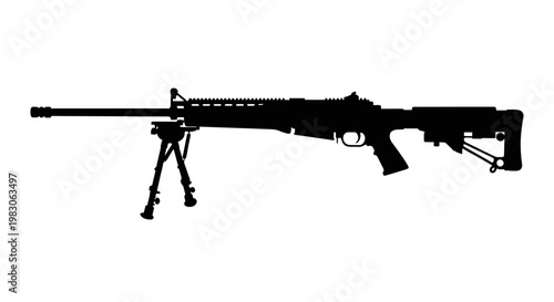 Silhouette of a Modern Sniper Rifle with Bipod