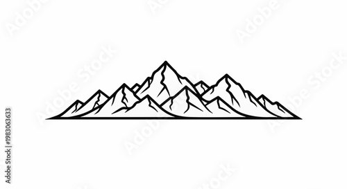 Minimalist line art of a mountain range with sharp peaks and jagged edges