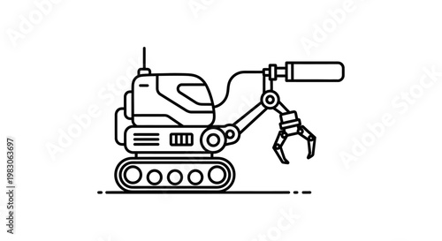 Small Robotic Arm Crawler with Gripper, Industrial Automation Concept