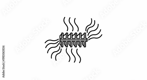 Minimalist icon depicting a heating or cooling element with radiating waves