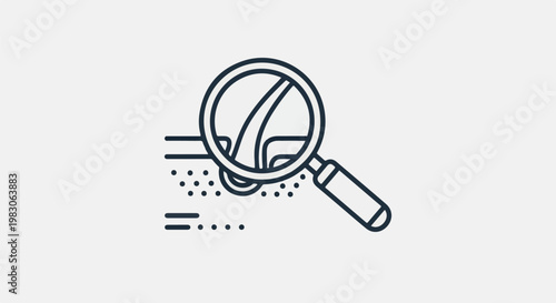 Magnifying glass examining hair follicle and skin layers