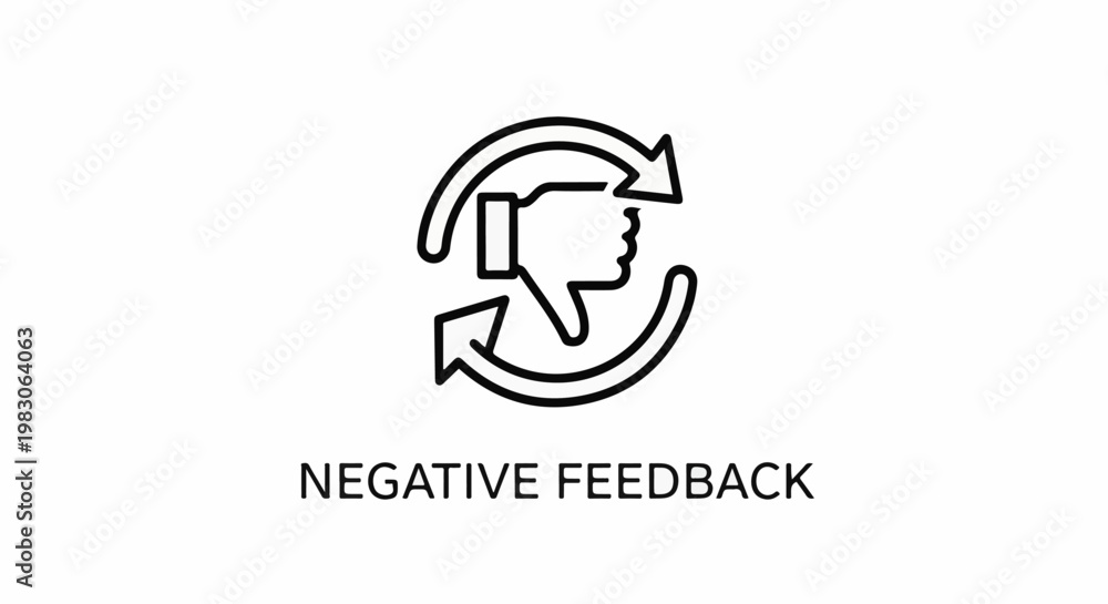 Obraz premium Icon of a thumb down with circular arrows indicating negative feedback
