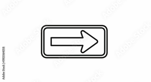 Minimalist outline of a right-pointing arrow within a rounded rectangle