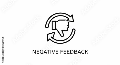 Icon of a thumb down with circular arrows indicating negative feedback