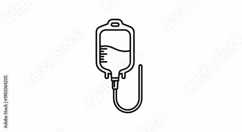 Medical intravenous infusion bag icon, line art
