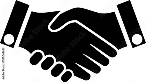 Handshake icon, black silhouette vector of two hands shaking, business agreement, partnership, deal, and cooperation concept design
