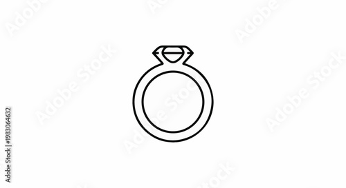 Simple line drawing of a ring with a single gem