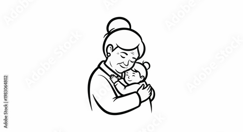 Affectionate grandmother embracing her smiling baby with tender care