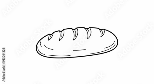 A simple line drawing of a loaf of bread with a white background