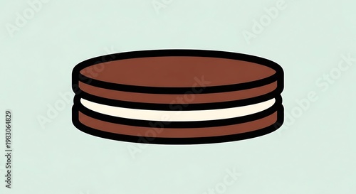 Illustration of chocolate sandwich cookie.