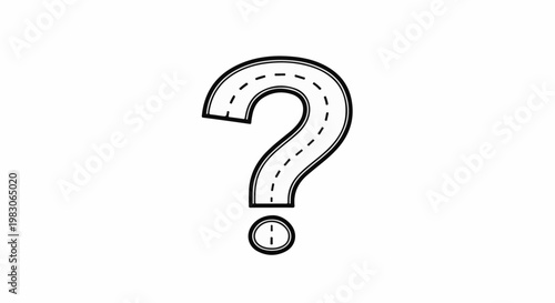 A question mark formed by a road with dashed lines, indicating a mystery
