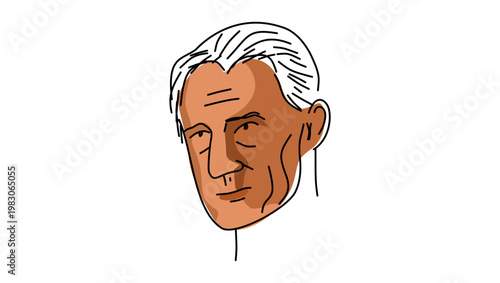 Maurice Ravel portrait, flat vector illustration