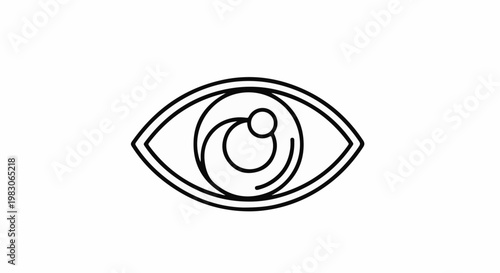 Stylized abstract eye graphic with bold black outlines on white