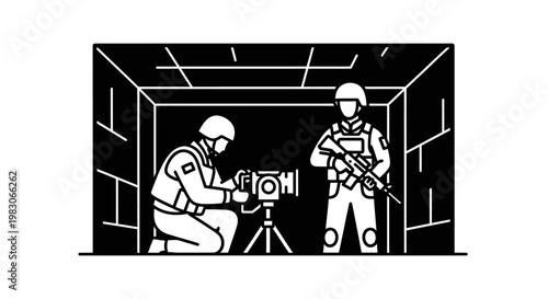 Soldiers Setting Up Surveillance Camera in Tactical Operation