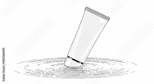 A white tube with a ribbed cap is partially submerged in rippling water