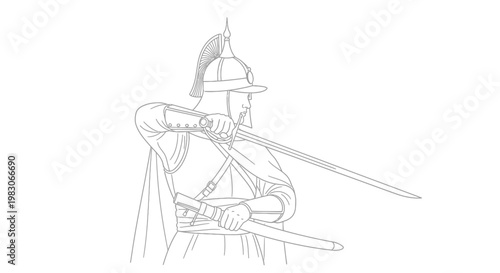 Warrior with Sword, Historical Warrior, Ancient Soldier, Medieval Knight, Warrior Illustration