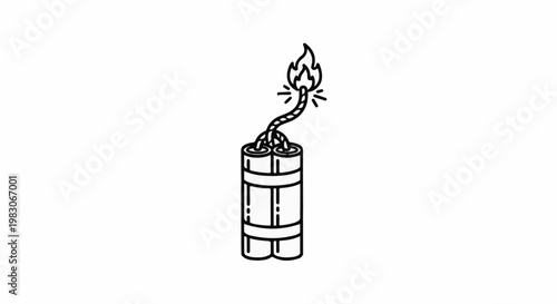 A vintage illustration of a stick of dynamite with a lit fuse