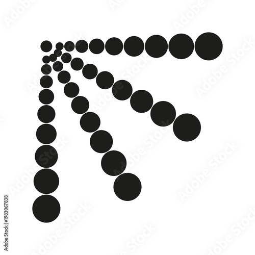 Perspective dot Vector. Radial circle pattern. Halftone array symbol. Abstract point form. Manual vector only. No autotrace used.