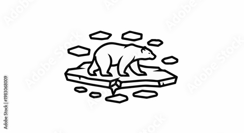 A solitary polar bear walks across a shrinking ice floe