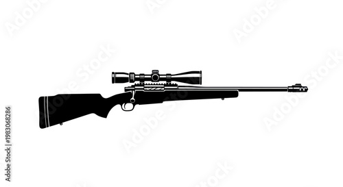 Silhouette of a sniper rifle with a scope.