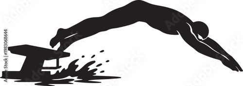 Swimmer Freestyle Stroke Silhouette Vector