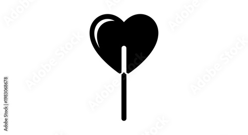 Black Heart Lollipop Icon Vector Graphic