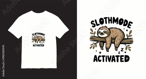 Sloth mode activated sleeping on tree branch cartoon wildlife illustration.