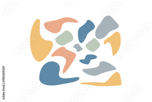 Abstract colorful shapes composition on white background.