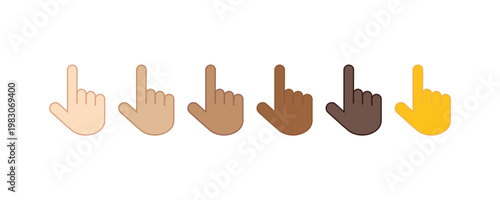 Diverse skin tone hand icons pointing upward in various shades.