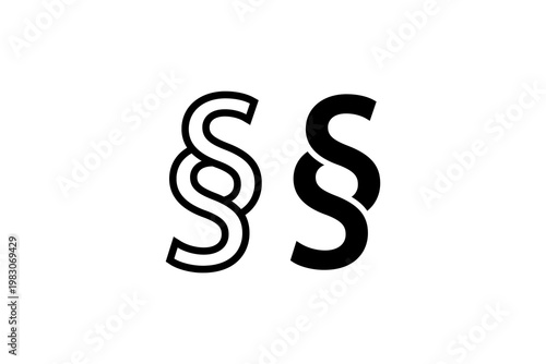 Black and white intertwined paragraph symbols on white background.