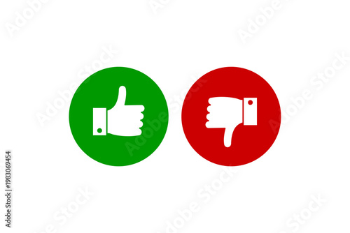 Green thumbs up and red thumbs down icons for approval or disapproval.