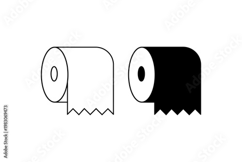 Black and white toilet paper rolls icon design.