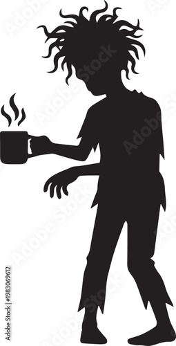 Morning Coffee Zombie Horror Humor Silhouettes