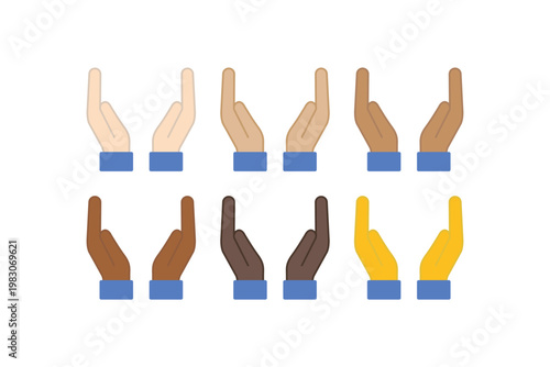 Diverse raised hands emoji set representing various skin tones and inclusion.