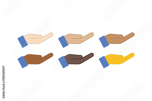 Diverse hand illustrations displaying various skin tones and gestures.