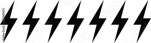 Free Download Lightning bolt icon set. Thunderbolt energy and electric flash symbols in vector illustration. Minimal power, electricity, speed and high voltage icons for UI, branding and warning signs - GFXLoad